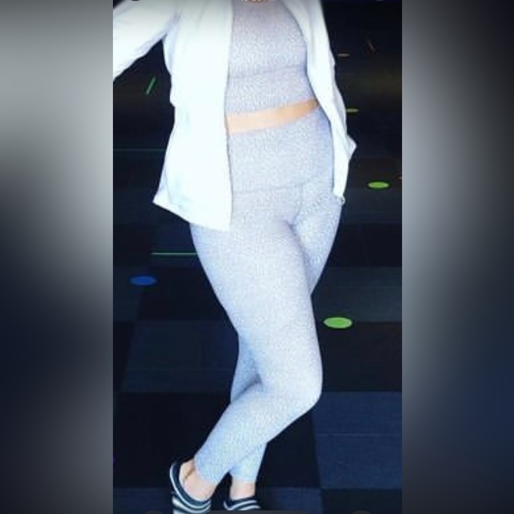 DYI tan with white leggings with matching long line bra